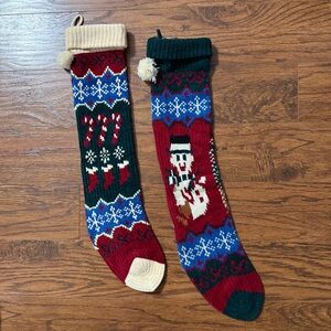 Set of Two Vintage Holiday Knit Stockings